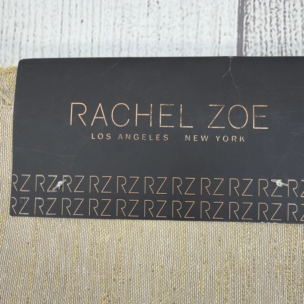 Rachel Zoe Placemats (Set of 4) Gold Metallic Ruffle Woven Jacquard Festive